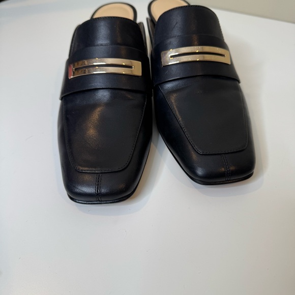 VIA SPIGA BRIN LEATHER LOAFER MULE BLOCK HEEL SLIP 7.5 - Picture 3 of 10